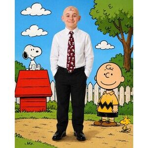 Vintage Peanuts Snoopy Charlie Brown Gang Mens Tie USA Red Novelty Necktie